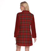 Stuart Of Bute Tartan Women's Lapel Shirt Dress With Long Sleeve